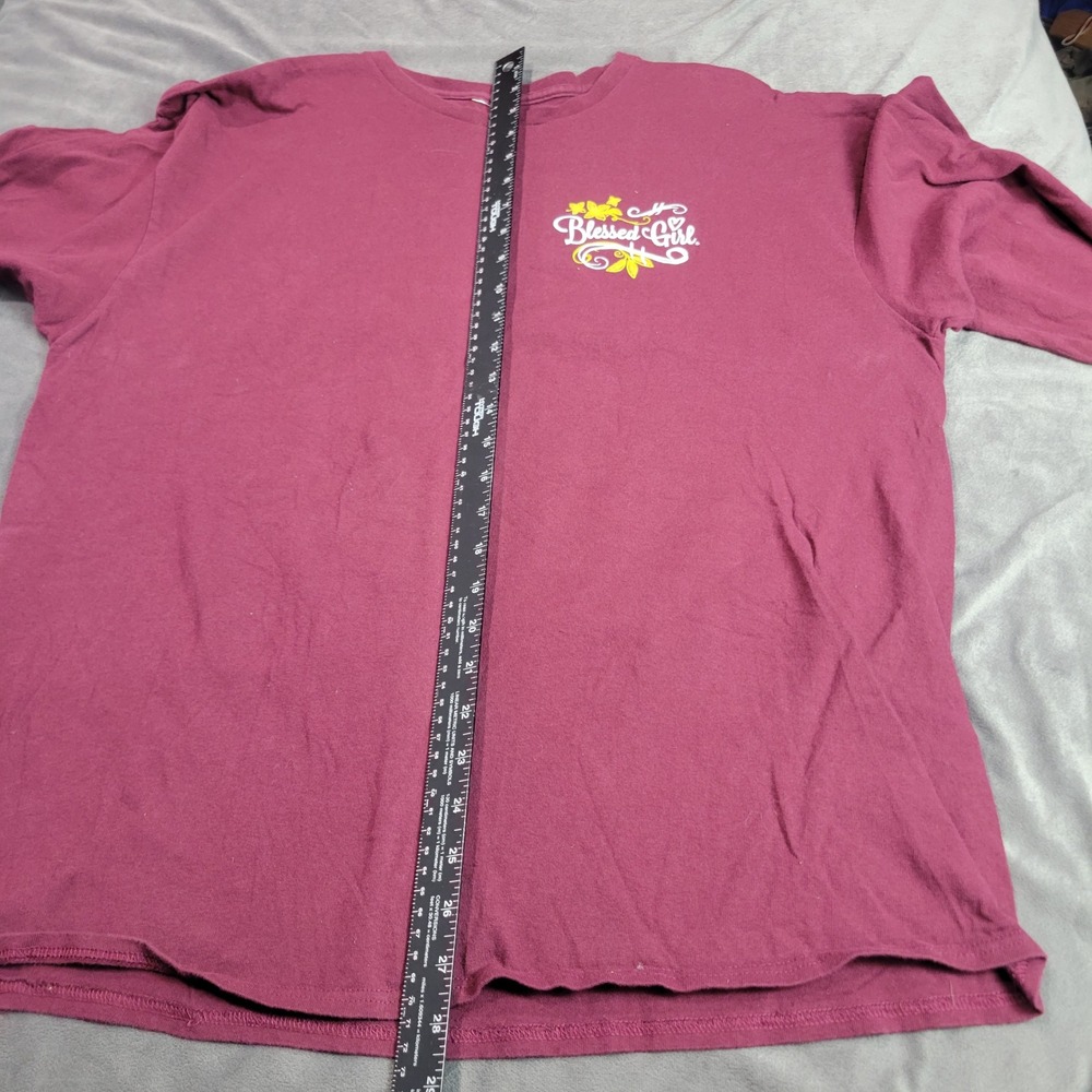 Blessed‎ Girl Womens Long Sleeve Maroon Graphic T-Shirt Romans 15:13 Size XL - Picture 6 of 7